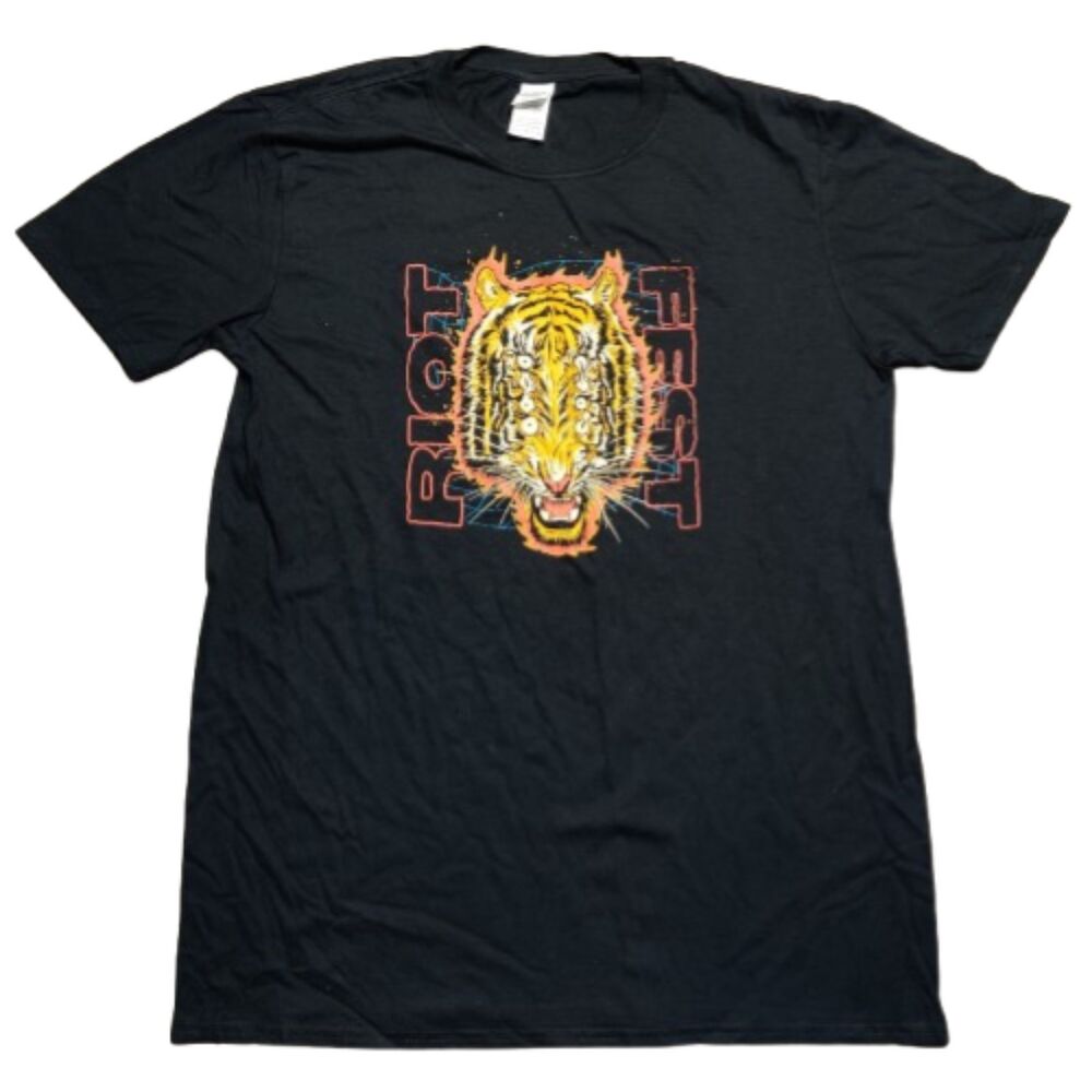 Riot Fest 2021 Chicago Lineup Concert T Shirt Large Black Tiger Graphic Tour L
